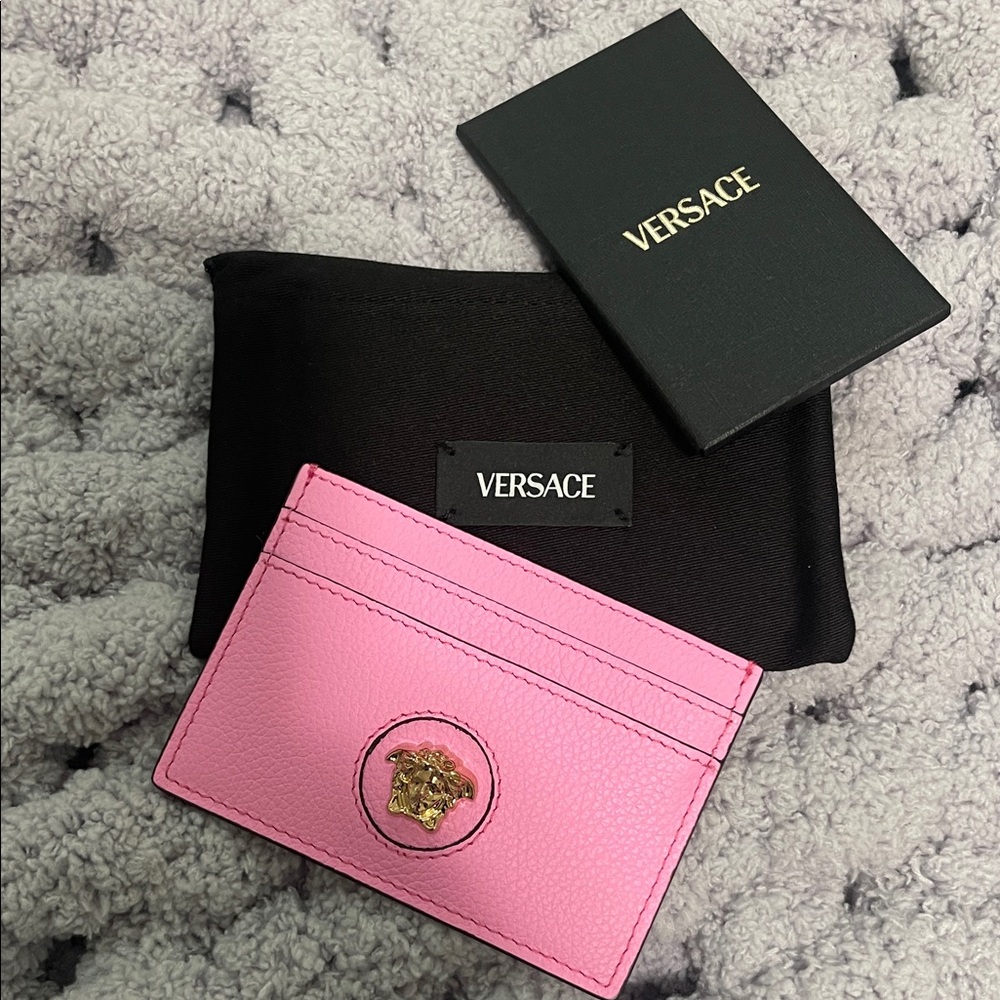 Versace Pink Leather Card Holder - Picture 1 of 5